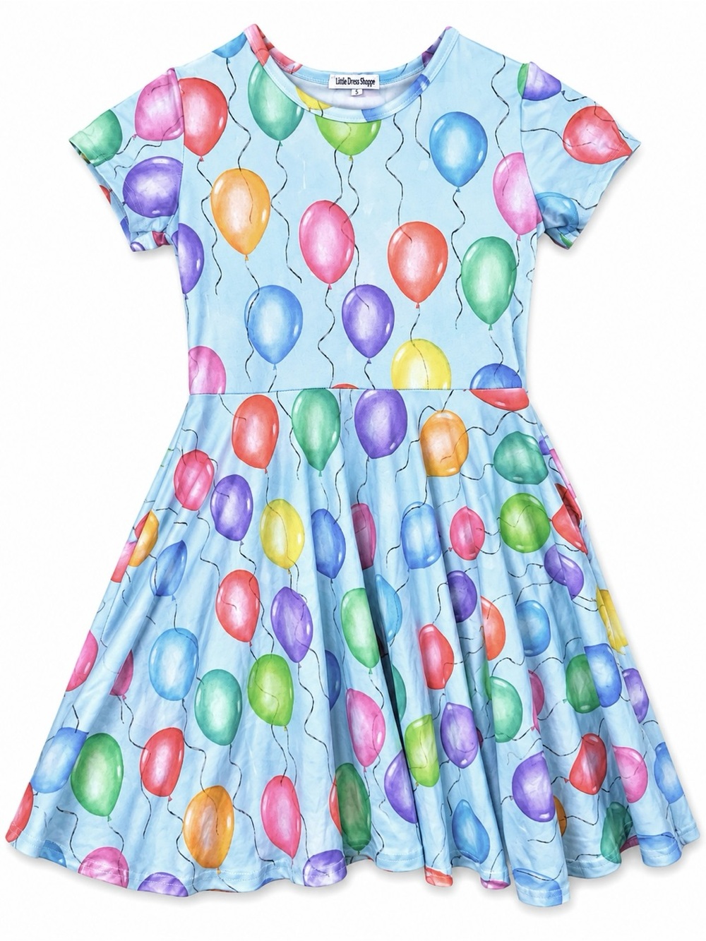 Little Dress Shoppe Balloon Print Twirl Dress size 8 short sleeve birthday party